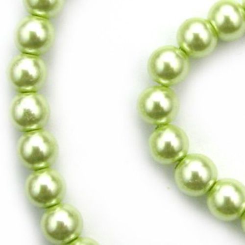 Pearl glass beads  strands, glossy balls for jewelry necklace craft making 8 mm green melon ~ 80cm ~ 110 pieces