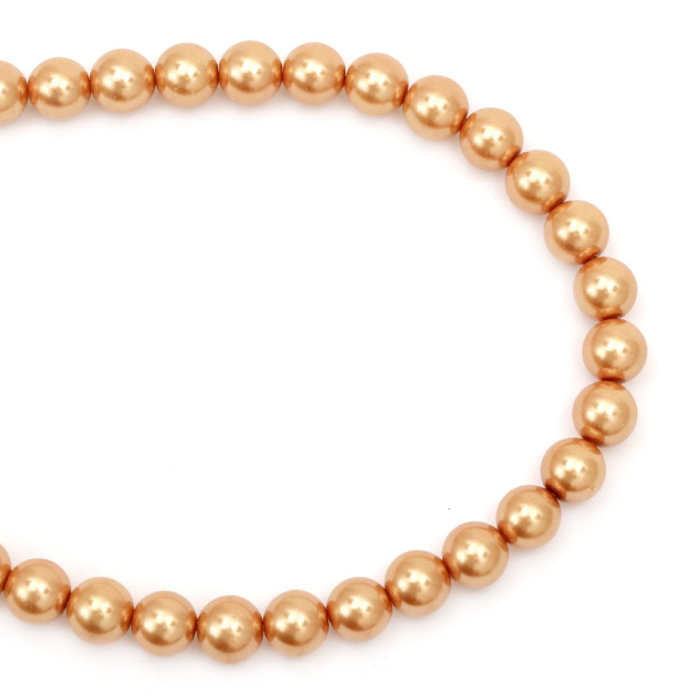 Glass Round Faux Pearls String, Beads for Jewelry Craft Making, 12 mm, Copper, 90 cm, 76 pieces 