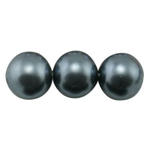 String dyed color glass imitation pearls, round beads 8 mm hole 1 mm dark gray ~ 80 cm ~ 110 pieces