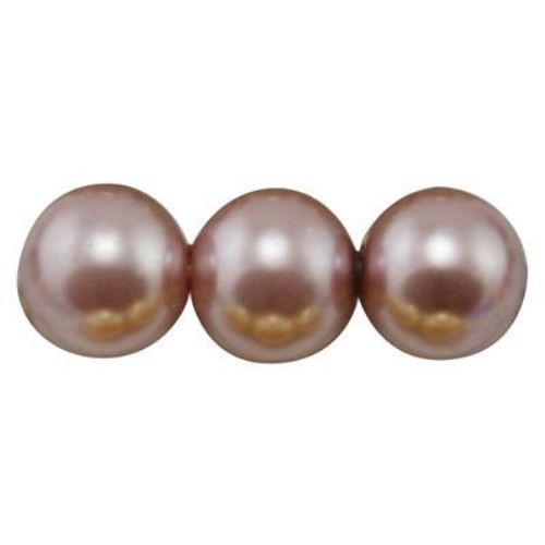 Glamorous Pearl Glass Beads Strand, Ball Shaped, 8 mm, Hole: 1 mm, Milky Brown, 80 cm, approx 110 pieces 