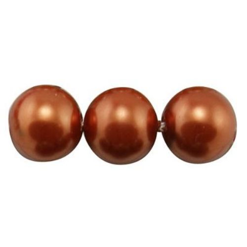 Glossy Glass Beads Strand, Round Pearls, Color Chocolate, 8 mm, Hole: 1mm, 80 cm string, 110 pieces 
