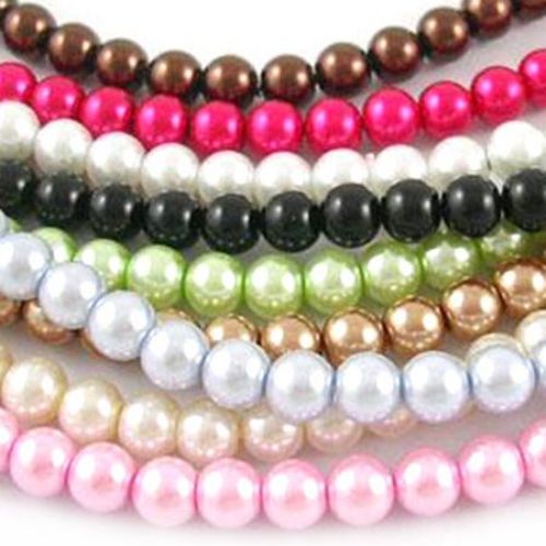 Painted glass pearl string ball beads for DIY jewelry accessories 16 mm assorted colors ~ 80cm ~ 50 pieces