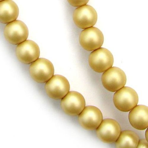Painted glass pearl beads string, ball shaped for arts, jewelry making projects 8mm hole 1mm frosted light khaki ~ 85cm ~ 105 pieces
