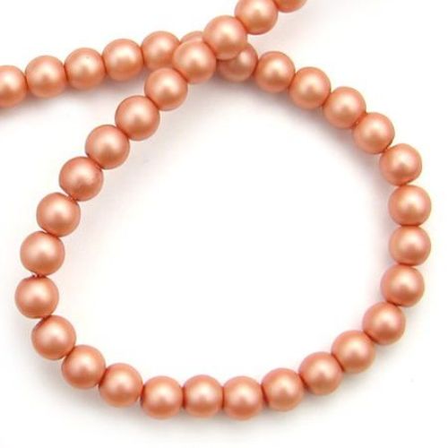 Pearl String for DIY Jewelry, Frosted Round Glass Beads, 8 mm, Hole: 1 mm, Apricot Color, 85 cm, about 105 pieces 
