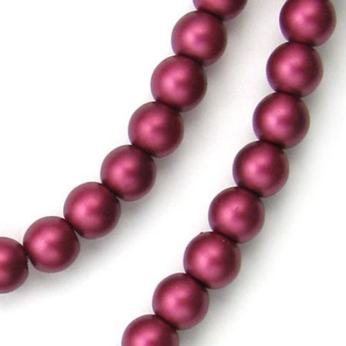 Glamorous pearl glass round beads strand for jewelry making and DIY home art projects 8 mm hole 1 mm frosted dark red ~ 85 cm ~ 105 pieces