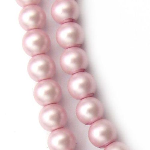 Nazis mărgele sticlă perla 8mm gaură 1mm mat roz copil ~ 85cm ~ 105 bucăți