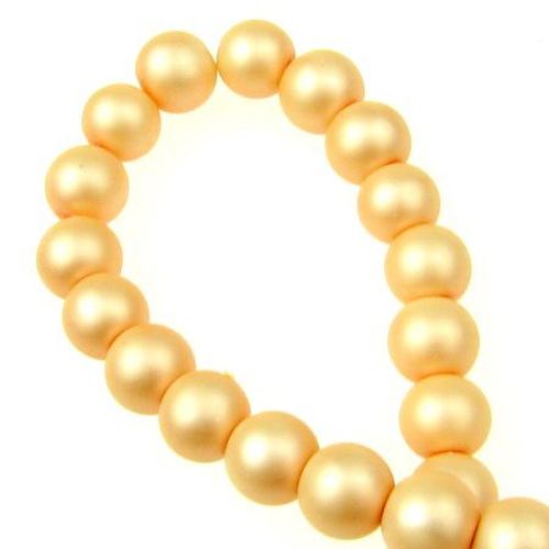 Glamorous pearl glass round beads strand for jewelry making and DIY home art projects 8 mm hole 1 mm frosted peach ~ 85 cm ~ 105 pieces