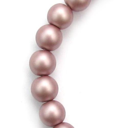 Наниз мъниста стъкло перла 8 мм дупка 1 мм матирана розово кафява ~85 см ~105 броя