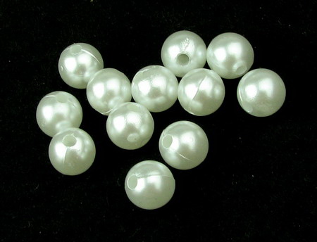 10MM White Luster Glass Beads (100 pieces)
