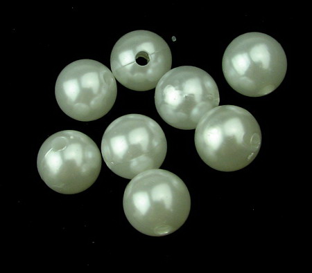 Round Plastic Pearl Beads for DIY Jewelry Findings, 14 mm, Hole: 2 mm, White, 50 gr, 36 pieces 