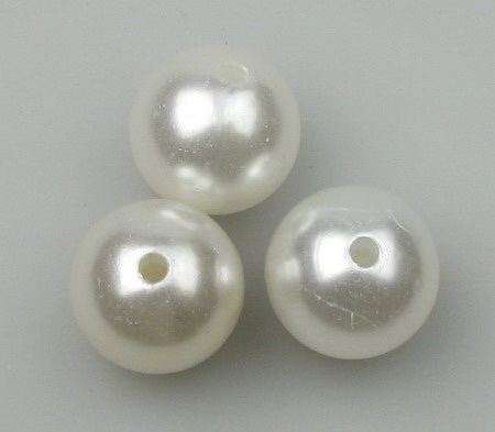 Plastic pearl ball 20 mm hole 2 mm white -50 grams ~ 12 pieces