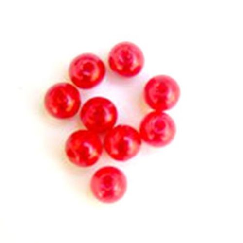  Γυάλινες χάντρες απομίμηση μαργαριτάρι 6 mm τρυπα 1,5 mm ABS 1ης ποιότητας χρώμα κόκκινο -20 γραμμάρια ~ 185 τεμάχια