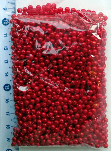 Перли 4 мм ABS 1-во качество червени -50 грама ±1900 броя