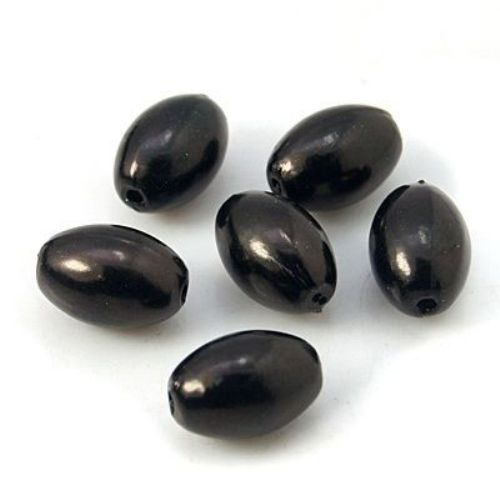 Bead pearl oval 11x7.5 mm hole 2 mm color black -20 grams ~ 55 pieces