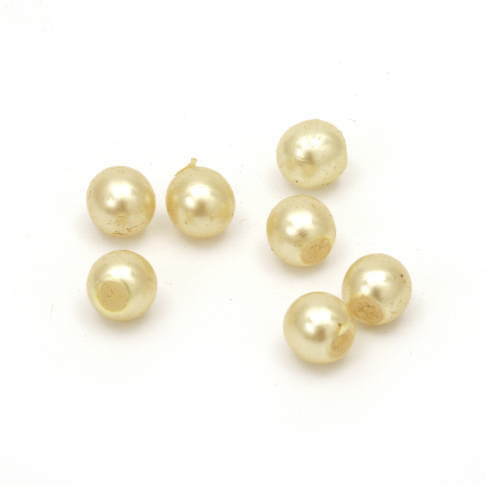 Glass Pearl 6 mm with 1 hole 1 mm, Cream color - 20 pieces 5.50 grams