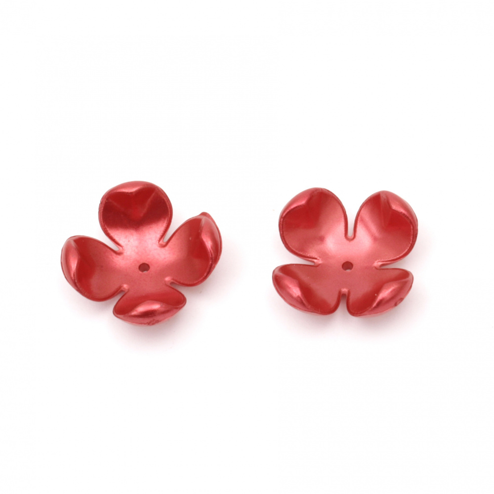 Flower pearl hat 23x23x11 mm hole 2 mm color red dark - 10 pieces