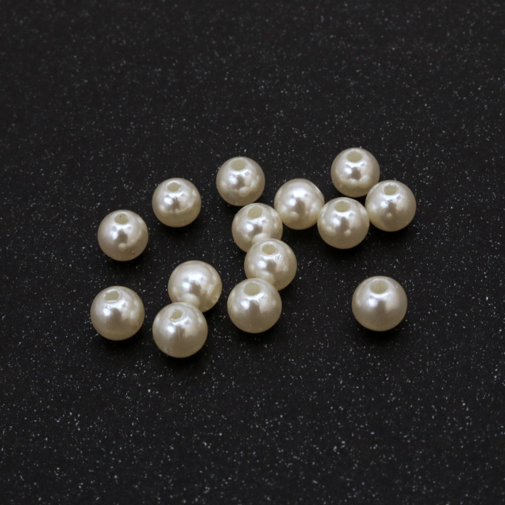 Pearl bead ball 8 mm hole 2 mm champagne color -50 grams ~ 190 pieces