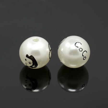 Faux Pearl Beads 16 mm hole 2 mm painted white