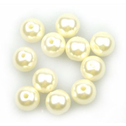 Bead pearl ball 8 mm hole 2 mm color cream -50 grams ~ 190 pieces