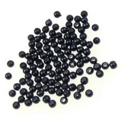 Acrylic Beads Imitating Pearls 3 mm hole 1 mm black -20 grams ~ 1700 pieces