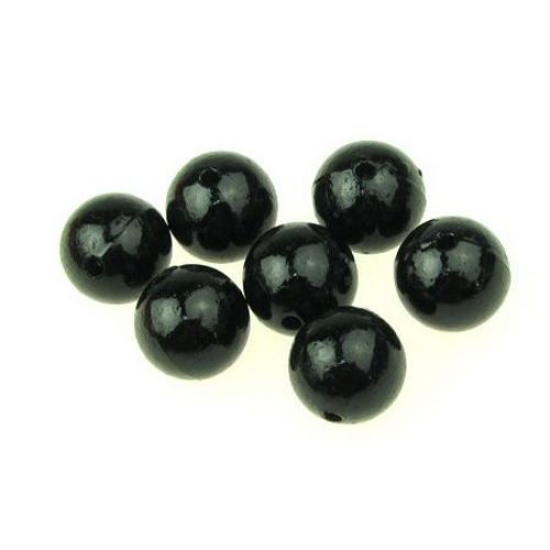 Acrylic Beads Imitating Pearl Ball14 mm hole 3.5 mm color black -50 grams ± 32 pieces