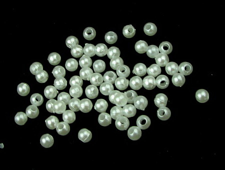 Acrylic Beads Imitating Pearl ball 3 mm hole 1 mm white -20 grams ~ 1700 pieces