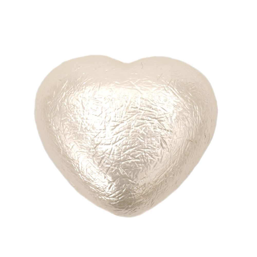 Pearl Plastic Bead in the Shape of a Heart, 25x29x14 mm, Hole: 3-4 mm, White, 4 pieces