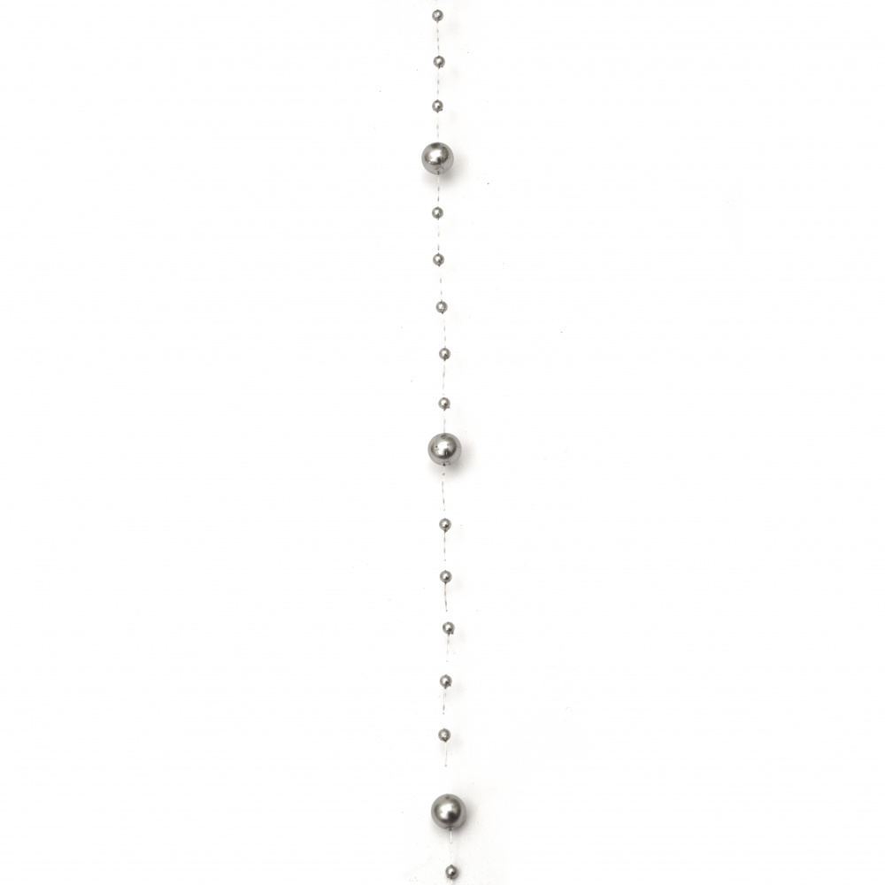 Гирлянд с пластмасова перла сива 3~8 мм - 1 метър