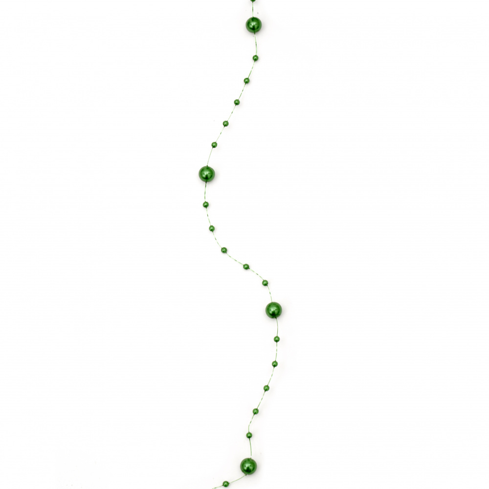 Гирлянд с пластмасова перла зелена 3~8 мм - 1 метър