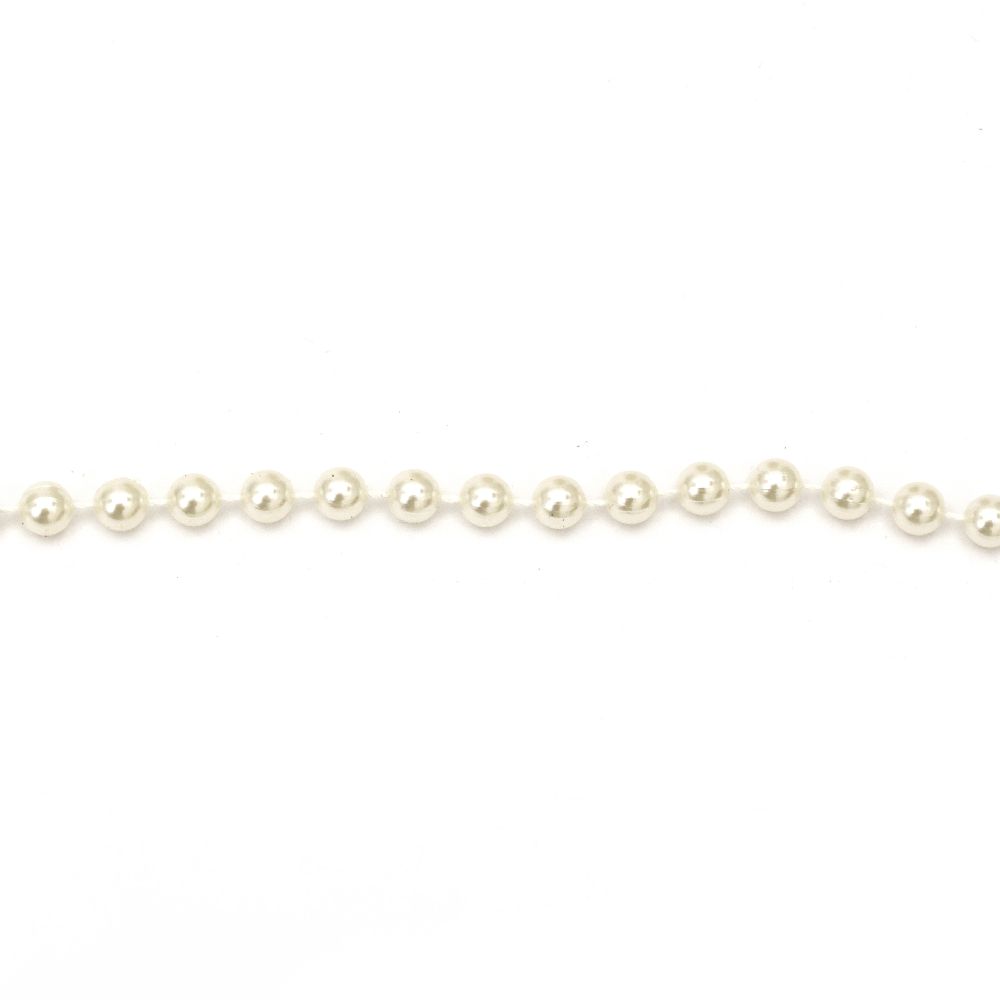 Ghirlandă cu perla plastic  culoare 8 mm crem - 1 metru