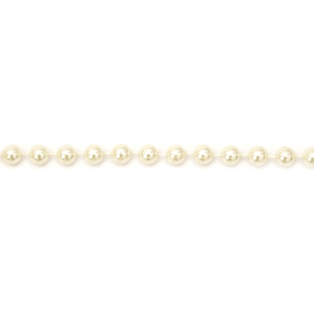 Ghirlandă cu plastic perla  perlat culoare 10 mm crem - 1 metru