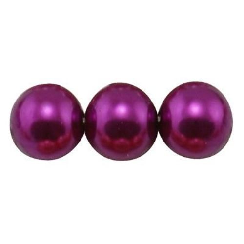 Glamorous Pearl Glass Beads Strand, Ball Shaped, 6 mm, Magenta, 80 cm, 140 pieces 