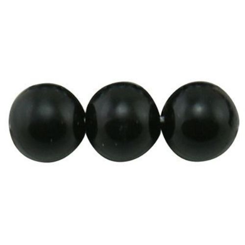 Glass Round Beads Strand with Pearl Coating, 6 mm, Hole: 1 mm, Black, 80 cm strand, approx 145 pieces 