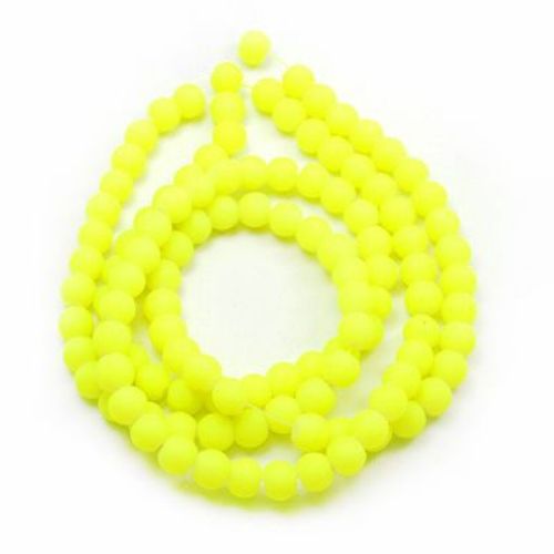 Rubber Glass Round Beads for Jewelry Craft Making, 8 mm, Electric Yellow, 80 cm, 105 pieces 