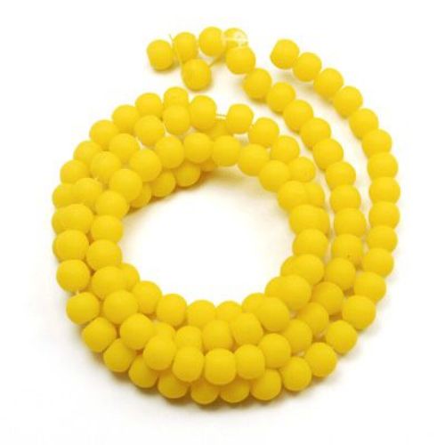 Rubber round glass beads string for DIY jewelry findings 8 mm hole 1~1.5 mm yellow ~ 80 cm ~ 105 pieces