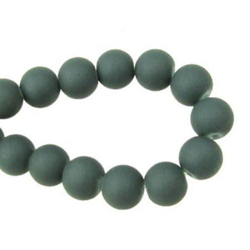 Round glass rubber beads string for vintage jewelry making or DIY home decor ideas 8 mm gray ~ 80 cm ~ 105 pieces