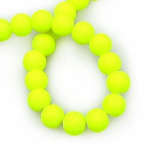 String glass rubber ball beads for arts&crafts projects 6 mm electric yellow ± 80 cm ± 140 pieces
