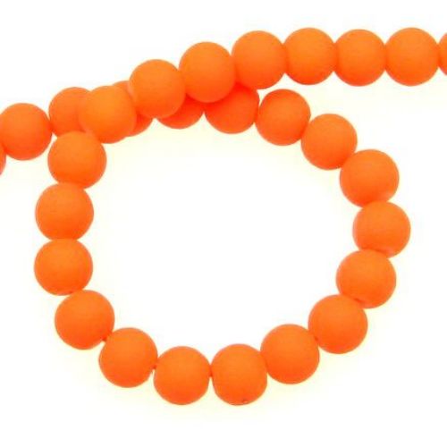 String dyed color glass rubber beads, matte ball 6 mm orange ~ 80 cm ~ 140 pieces