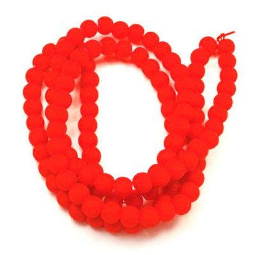 Matte glass rubber round beads string for DIY jewelry accessories 6 mm red ~ 80 cm ~ 140 pieces