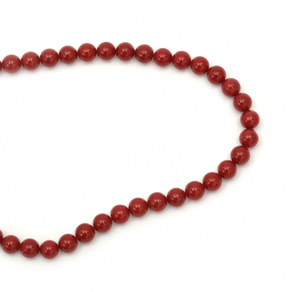Șir de perle naturale clasa A de 8 mm roșu ~ 49 bucăți