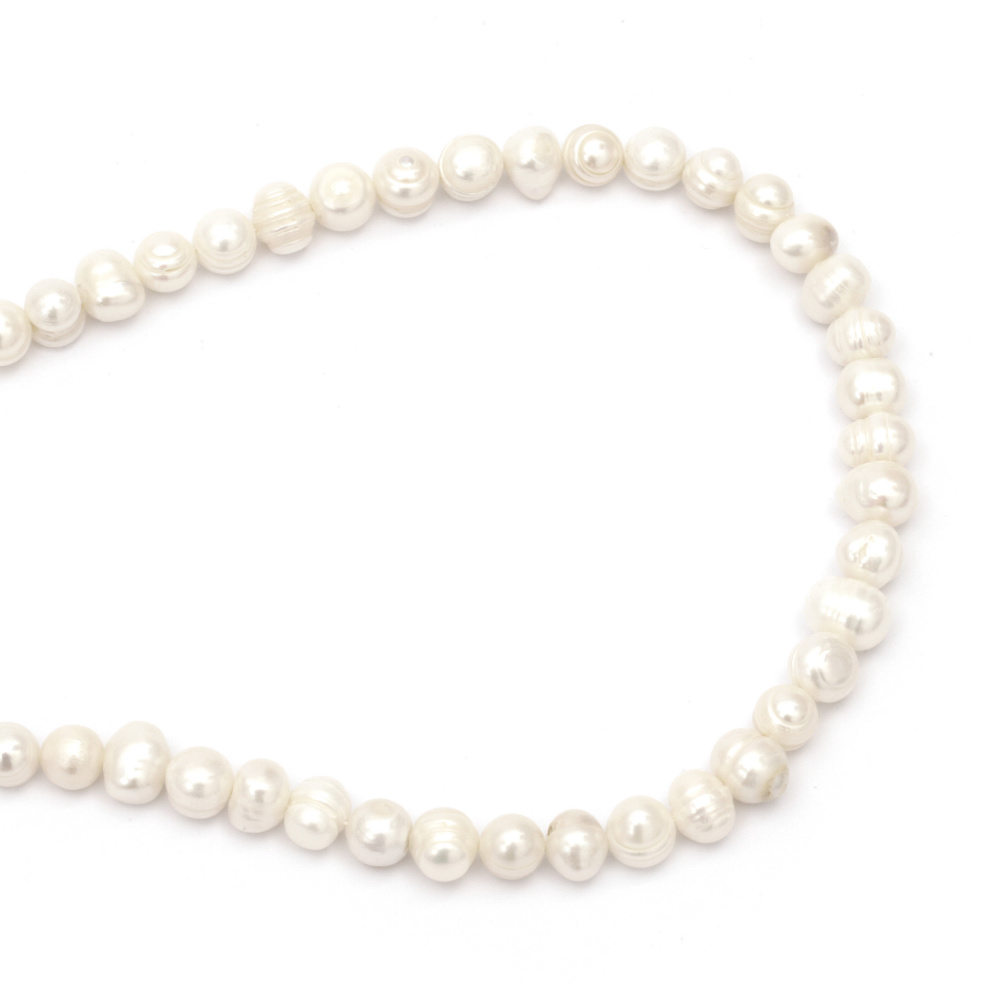 String Beads Natural Pearl 9~10mm Hole 1mm Color Cream ~42pcs