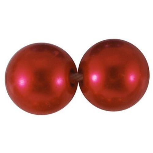 Plastic Round Beads with Pearl Coating, Imitation Pearl, 24 mm, Hole: 3 mm, Red, 50 gr, 7 pieces 