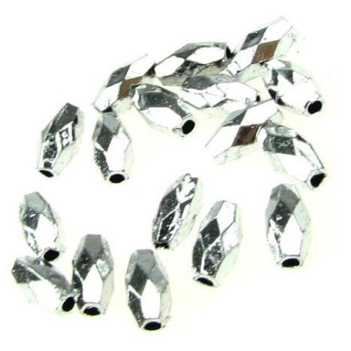 Bead metallic cylinder 8x4 mm faceted color silver -50 grams ~ 732 pieces