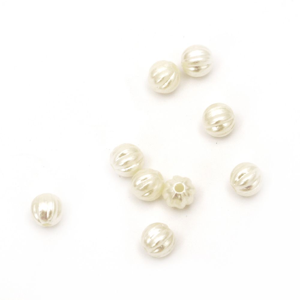 Faux Pearl Beads melon 6 mm hole 1 mm cream color - 20 grams ± 180 pieces