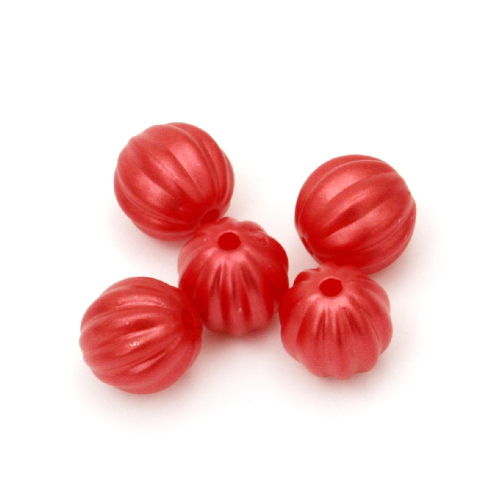 Faux Pearl Beads melon 8 mm hole 1 mm red -20 grams ± 75 pieces
