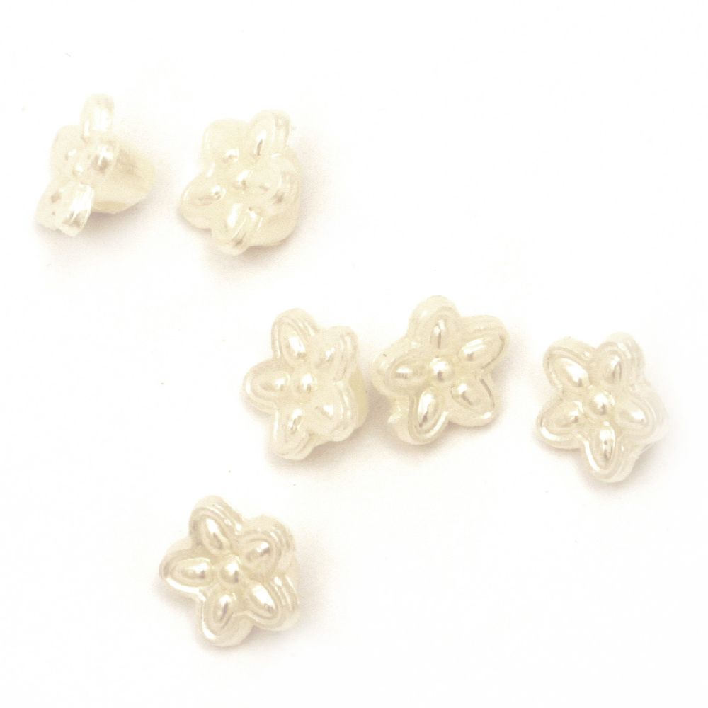 Fake Pearl Acrylic Beads Button flower 7.5x4 mm hole 1 mm color cream -20 grams ~ 265 pieces