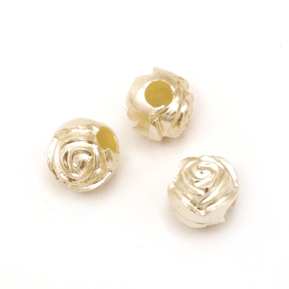 Perlă tip trandafir 10 mm gaură 4 mm cremă -20 grame