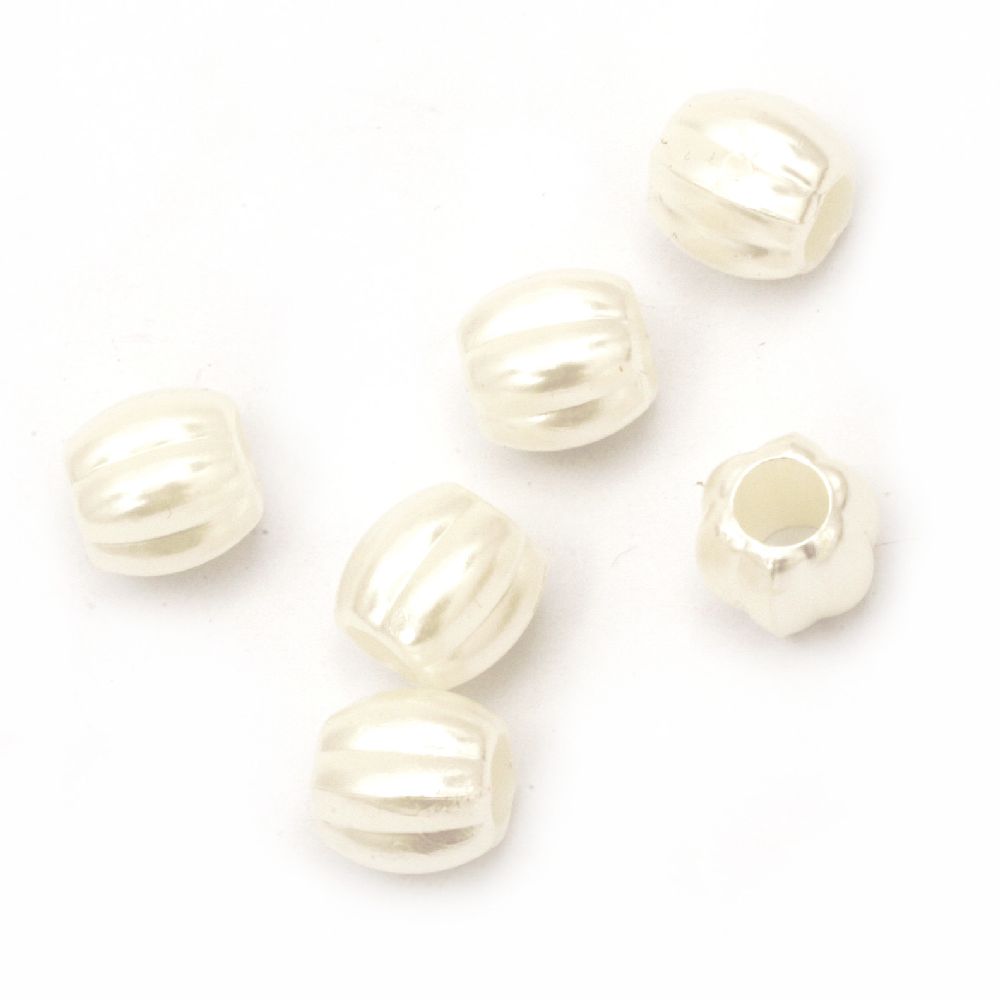 Fake Pearl Beads cylinder 11x11 mm hole 5 mm color cream -20 grams ~ 36 pieces