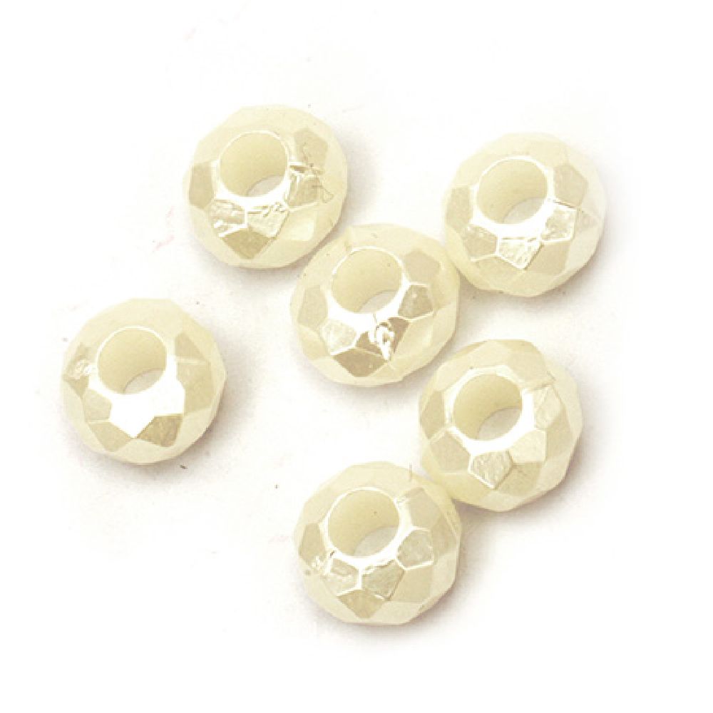 Fake Pearl Beads washer abacus 12x7 mm hole 5 mm color cream -20 grams ~ 45 pieces