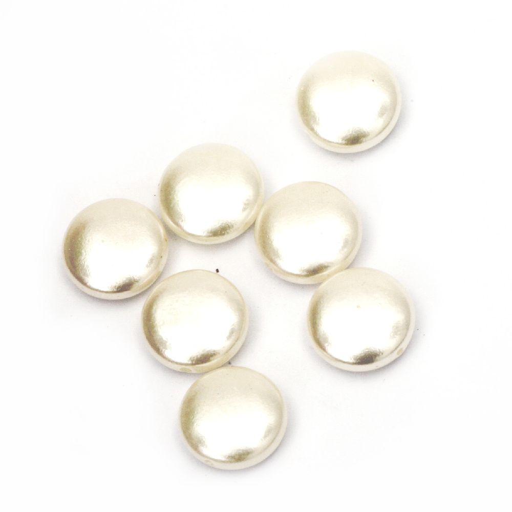 Perla rotund 14,5x6,5 mm gaură 1 mm crem -20 grame ~ 28 buc